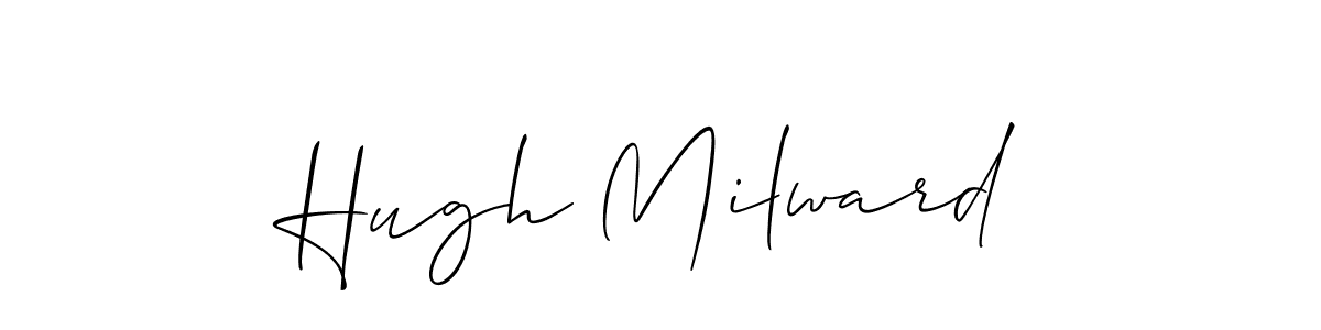 The best way (Allison_Script) to make a short signature is to pick only two or three words in your name. The name Hugh Milward include a total of six letters. For converting this name. Hugh Milward signature style 2 images and pictures png