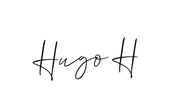 The best way (Allison_Script) to make a short signature is to pick only two or three words in your name. The name Hugo H include a total of six letters. For converting this name. Hugo H signature style 2 images and pictures png