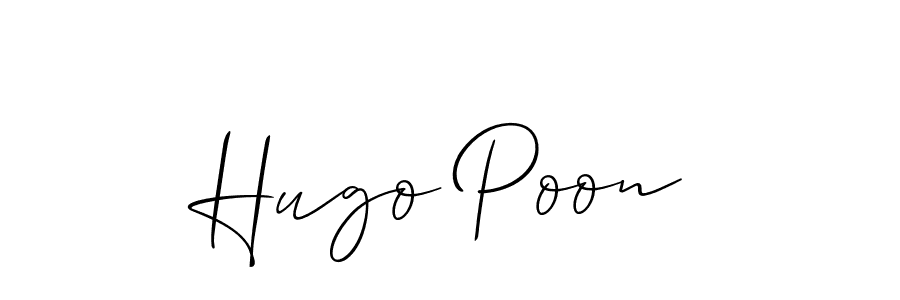 The best way (Allison_Script) to make a short signature is to pick only two or three words in your name. The name Hugo Poon include a total of six letters. For converting this name. Hugo Poon signature style 2 images and pictures png