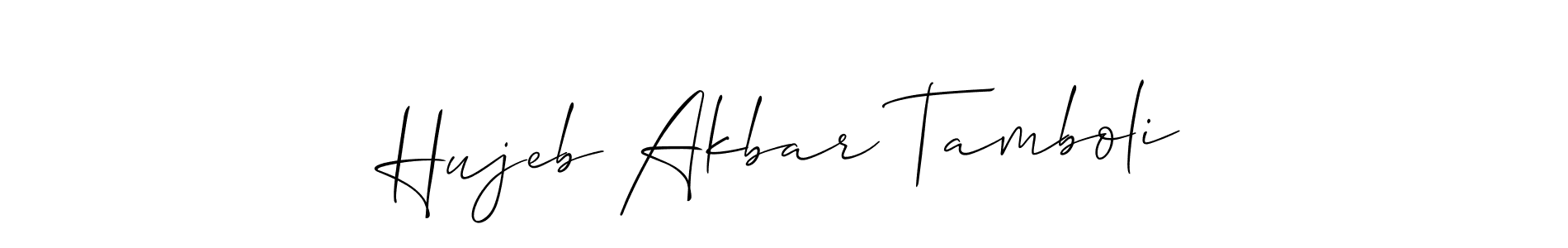 Make a short Hujeb Akbar Tamboli signature style. Manage your documents anywhere anytime using Allison_Script. Create and add eSignatures, submit forms, share and send files easily. Hujeb Akbar Tamboli signature style 2 images and pictures png