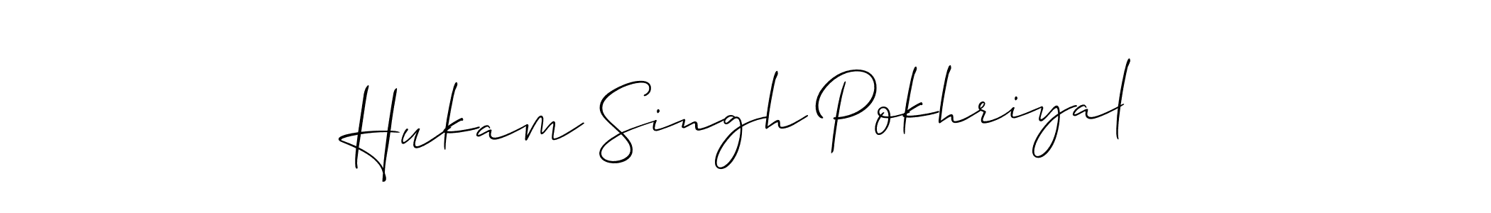 How to make Hukam Singh Pokhriyal name signature. Use Allison_Script style for creating short signs online. This is the latest handwritten sign. Hukam Singh Pokhriyal signature style 2 images and pictures png