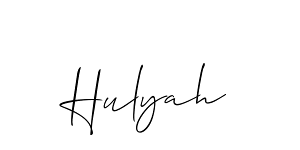 You should practise on your own different ways (Allison_Script) to write your name (Hulyah) in signature. don't let someone else do it for you. Hulyah signature style 2 images and pictures png