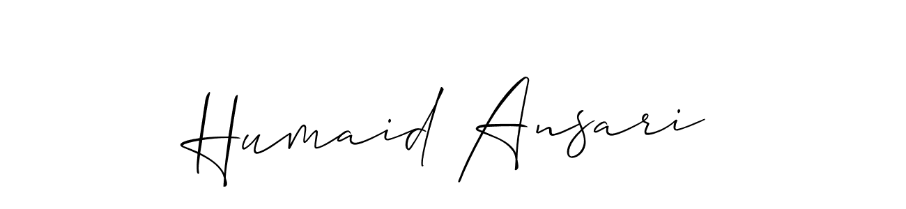 Also we have Humaid Ansari name is the best signature style. Create professional handwritten signature collection using Allison_Script autograph style. Humaid Ansari signature style 2 images and pictures png