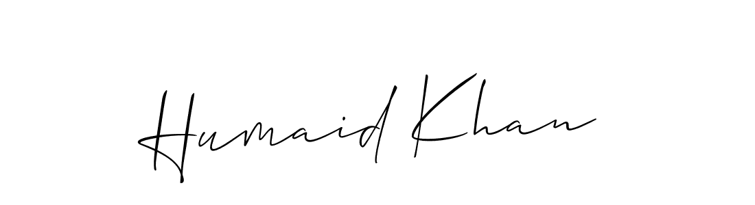 How to make Humaid Khan name signature. Use Allison_Script style for creating short signs online. This is the latest handwritten sign. Humaid Khan signature style 2 images and pictures png