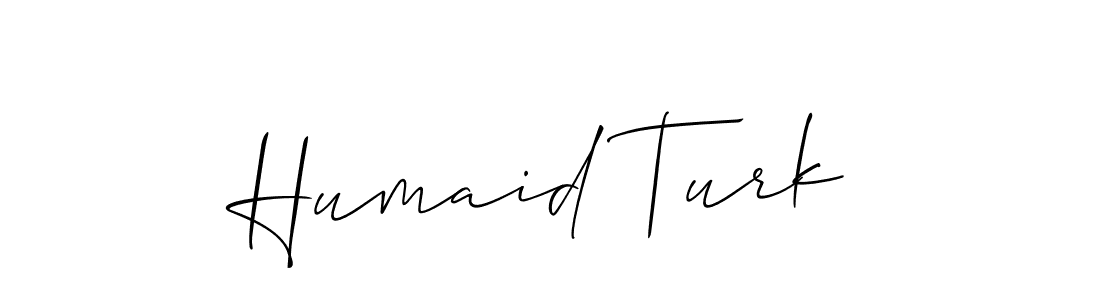 How to make Humaid Turk signature? Allison_Script is a professional autograph style. Create handwritten signature for Humaid Turk name. Humaid Turk signature style 2 images and pictures png