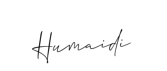 Also we have Humaidi name is the best signature style. Create professional handwritten signature collection using Allison_Script autograph style. Humaidi signature style 2 images and pictures png
