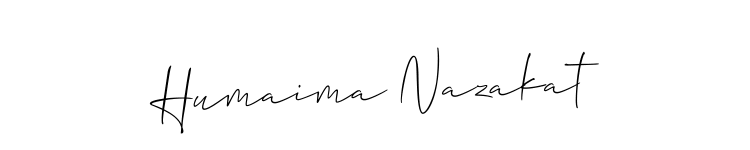 Similarly Allison_Script is the best handwritten signature design. Signature creator online .You can use it as an online autograph creator for name Humaima Nazakat. Humaima Nazakat signature style 2 images and pictures png
