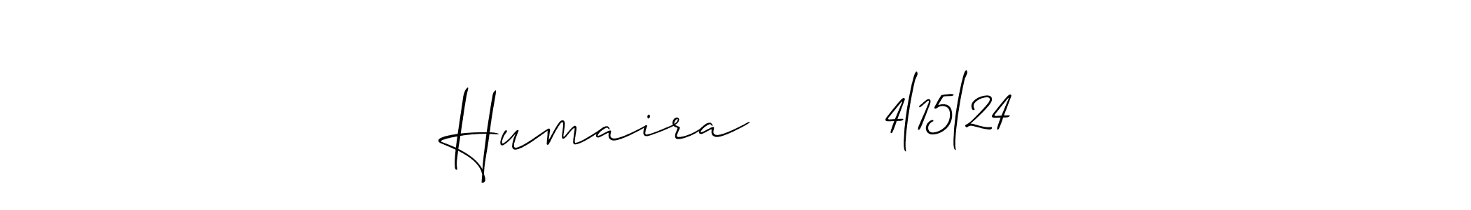 How to make Humaira       4l15l24 name signature. Use Allison_Script style for creating short signs online. This is the latest handwritten sign. Humaira       4l15l24 signature style 2 images and pictures png