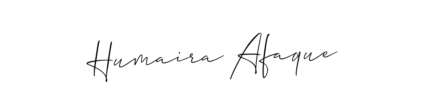 How to make Humaira Afaque name signature. Use Allison_Script style for creating short signs online. This is the latest handwritten sign. Humaira Afaque signature style 2 images and pictures png