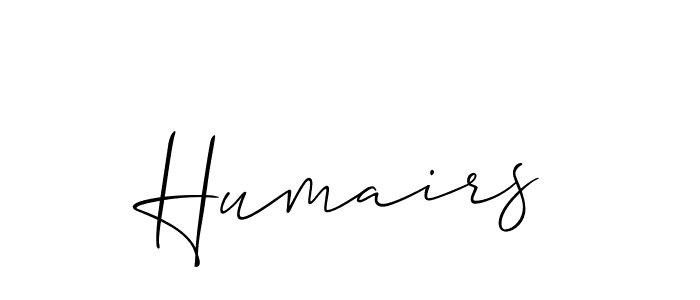 Use a signature maker to create a handwritten signature online. With this signature software, you can design (Allison_Script) your own signature for name Humairs. Humairs signature style 2 images and pictures png