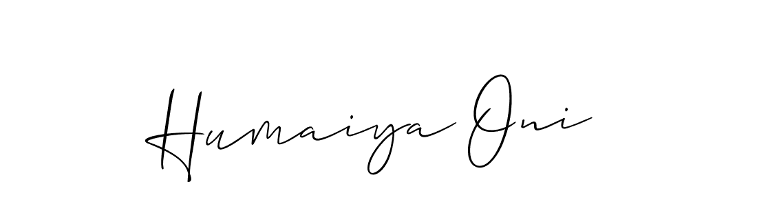 Also You can easily find your signature by using the search form. We will create Humaiya Oni name handwritten signature images for you free of cost using Allison_Script sign style. Humaiya Oni signature style 2 images and pictures png