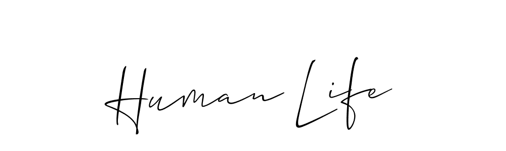 Also You can easily find your signature by using the search form. We will create Human Life name handwritten signature images for you free of cost using Allison_Script sign style. Human Life signature style 2 images and pictures png