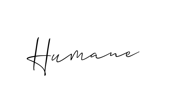 How to make Humane signature? Allison_Script is a professional autograph style. Create handwritten signature for Humane name. Humane signature style 2 images and pictures png