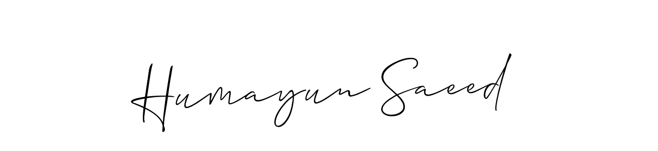 Create a beautiful signature design for name Humayun Saeed. With this signature (Allison_Script) fonts, you can make a handwritten signature for free. Humayun Saeed signature style 2 images and pictures png