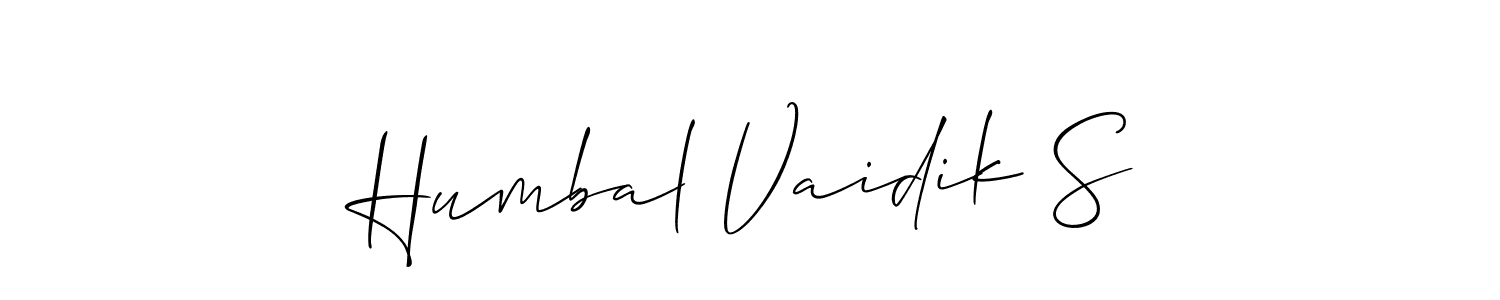 Make a beautiful signature design for name Humbal Vaidik S. With this signature (Allison_Script) style, you can create a handwritten signature for free. Humbal Vaidik S signature style 2 images and pictures png