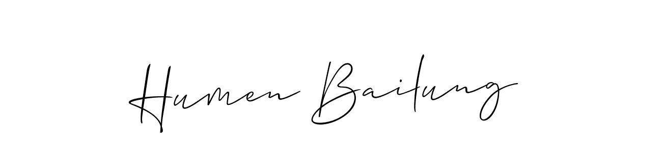 Allison_Script is a professional signature style that is perfect for those who want to add a touch of class to their signature. It is also a great choice for those who want to make their signature more unique. Get Humen Bailung name to fancy signature for free. Humen Bailung signature style 2 images and pictures png
