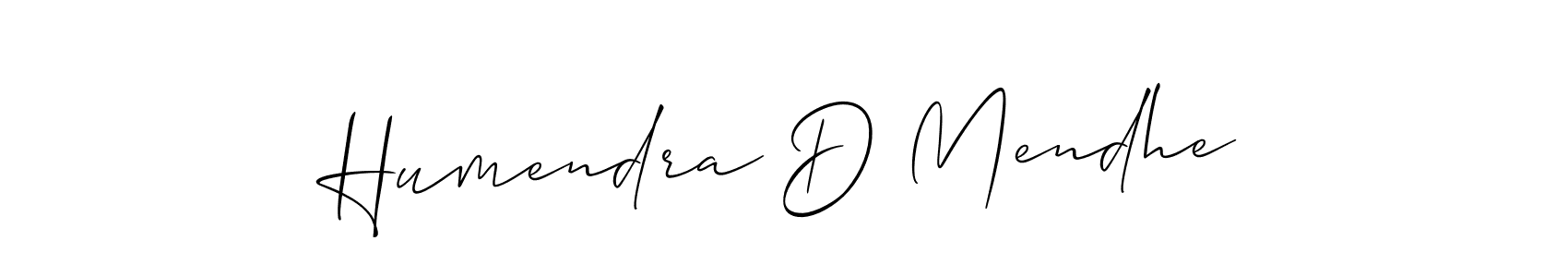 How to make Humendra D Mendhe name signature. Use Allison_Script style for creating short signs online. This is the latest handwritten sign. Humendra D Mendhe signature style 2 images and pictures png