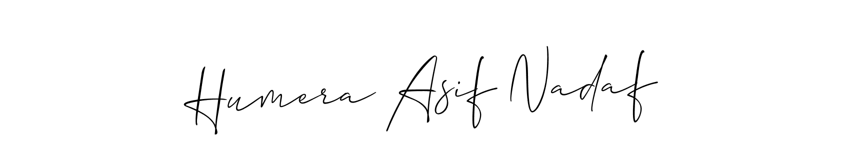 You should practise on your own different ways (Allison_Script) to write your name (Humera Asif Nadaf) in signature. don't let someone else do it for you. Humera Asif Nadaf signature style 2 images and pictures png
