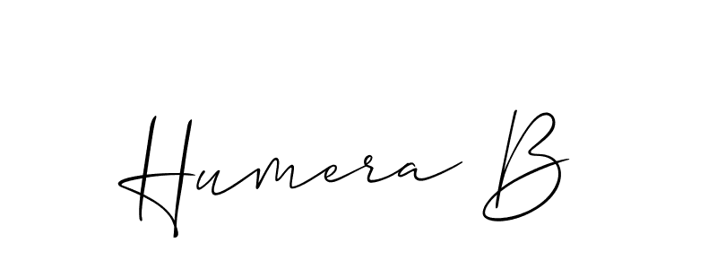 Similarly Allison_Script is the best handwritten signature design. Signature creator online .You can use it as an online autograph creator for name Humera B. Humera B signature style 2 images and pictures png