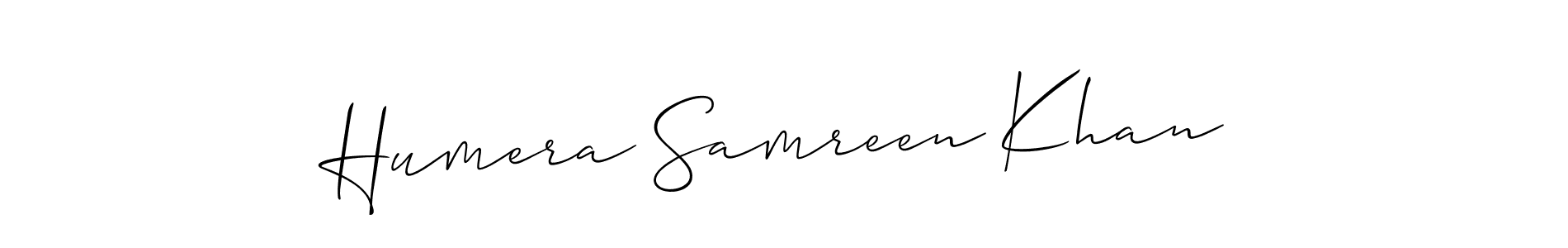 Make a short Humera Samreen Khan signature style. Manage your documents anywhere anytime using Allison_Script. Create and add eSignatures, submit forms, share and send files easily. Humera Samreen Khan signature style 2 images and pictures png