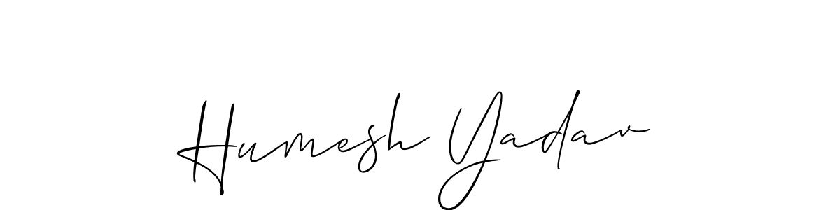 Also You can easily find your signature by using the search form. We will create Humesh Yadav name handwritten signature images for you free of cost using Allison_Script sign style. Humesh Yadav signature style 2 images and pictures png