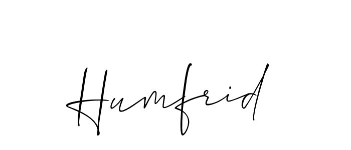 Create a beautiful signature design for name Humfrid. With this signature (Allison_Script) fonts, you can make a handwritten signature for free. Humfrid signature style 2 images and pictures png