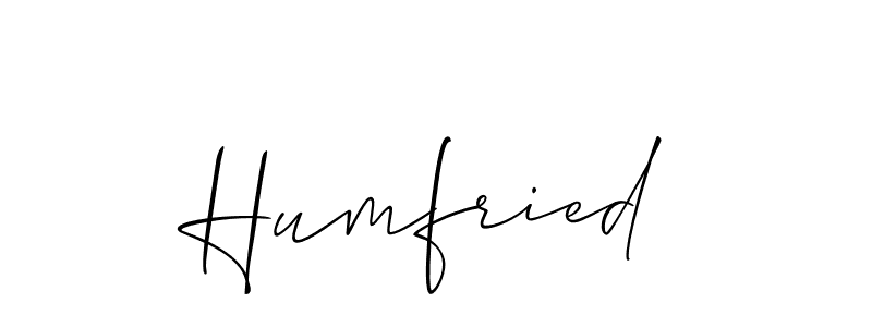 Use a signature maker to create a handwritten signature online. With this signature software, you can design (Allison_Script) your own signature for name Humfried. Humfried signature style 2 images and pictures png