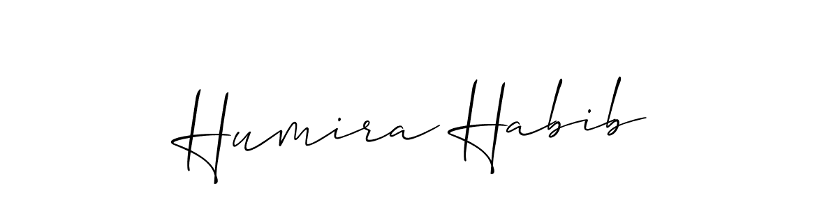 You should practise on your own different ways (Allison_Script) to write your name (Humira Habib) in signature. don't let someone else do it for you. Humira Habib signature style 2 images and pictures png