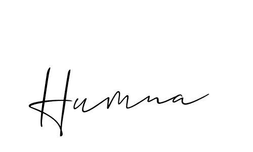 Design your own signature with our free online signature maker. With this signature software, you can create a handwritten (Allison_Script) signature for name Humna. Humna signature style 2 images and pictures png