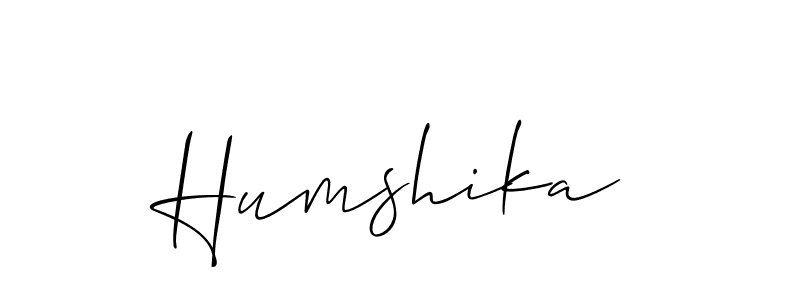 How to Draw Humshika signature style? Allison_Script is a latest design signature styles for name Humshika. Humshika signature style 2 images and pictures png