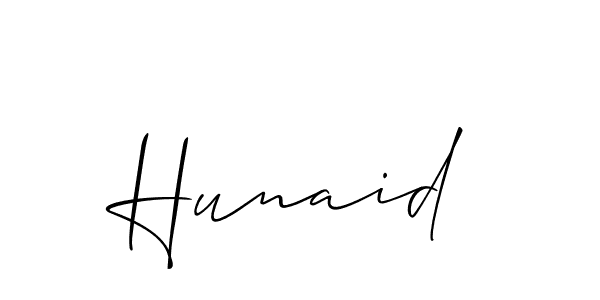 Use a signature maker to create a handwritten signature online. With this signature software, you can design (Allison_Script) your own signature for name Hunaid. Hunaid signature style 2 images and pictures png