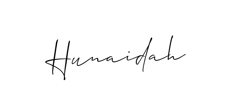 You can use this online signature creator to create a handwritten signature for the name Hunaidah. This is the best online autograph maker. Hunaidah signature style 2 images and pictures png