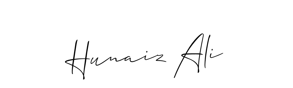 How to make Hunaiz Ali name signature. Use Allison_Script style for creating short signs online. This is the latest handwritten sign. Hunaiz Ali signature style 2 images and pictures png