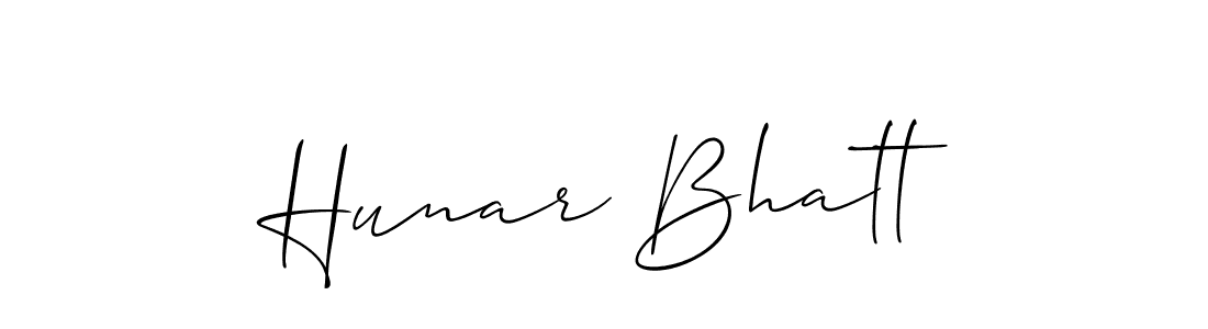 Create a beautiful signature design for name Hunar Bhatt. With this signature (Allison_Script) fonts, you can make a handwritten signature for free. Hunar Bhatt signature style 2 images and pictures png