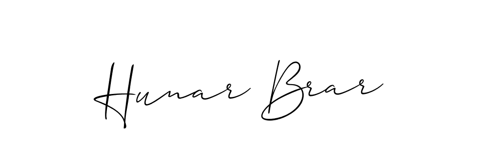 You should practise on your own different ways (Allison_Script) to write your name (Hunar Brar) in signature. don't let someone else do it for you. Hunar Brar signature style 2 images and pictures png