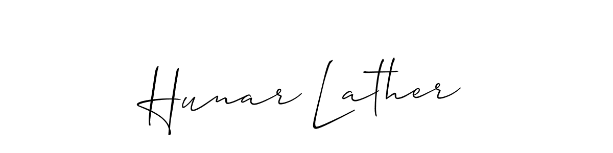 It looks lik you need a new signature style for name Hunar Lather. Design unique handwritten (Allison_Script) signature with our free signature maker in just a few clicks. Hunar Lather signature style 2 images and pictures png