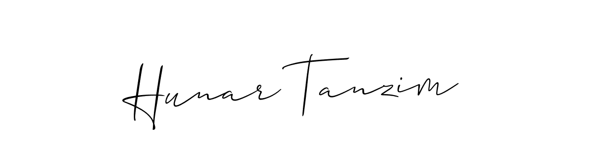 Make a beautiful signature design for name Hunar Tanzim. With this signature (Allison_Script) style, you can create a handwritten signature for free. Hunar Tanzim signature style 2 images and pictures png