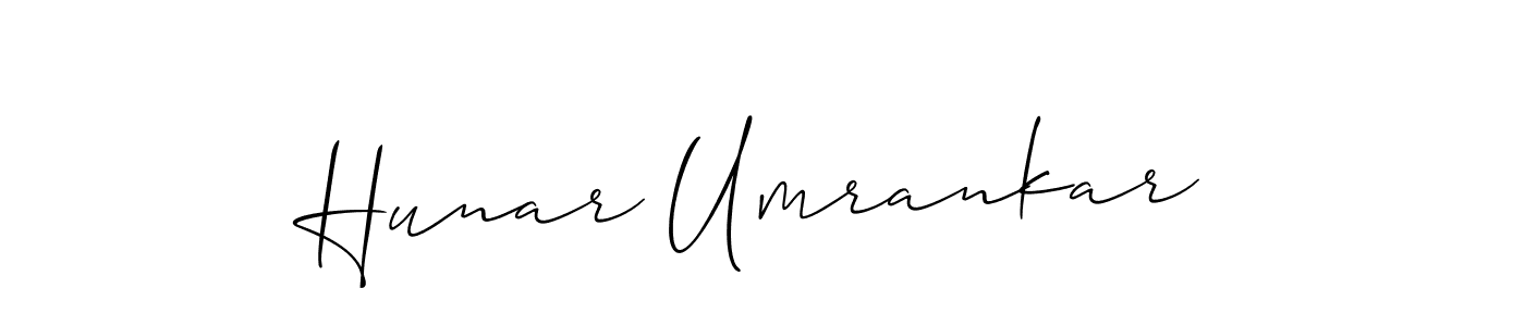 How to make Hunar Umrankar name signature. Use Allison_Script style for creating short signs online. This is the latest handwritten sign. Hunar Umrankar signature style 2 images and pictures png