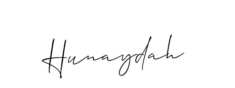 Allison_Script is a professional signature style that is perfect for those who want to add a touch of class to their signature. It is also a great choice for those who want to make their signature more unique. Get Hunaydah name to fancy signature for free. Hunaydah signature style 2 images and pictures png