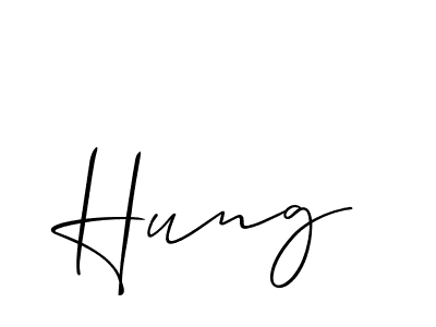 Use a signature maker to create a handwritten signature online. With this signature software, you can design (Allison_Script) your own signature for name Hung. Hung signature style 2 images and pictures png