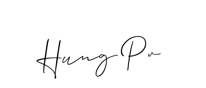 Use a signature maker to create a handwritten signature online. With this signature software, you can design (Allison_Script) your own signature for name Hung Pv. Hung Pv signature style 2 images and pictures png