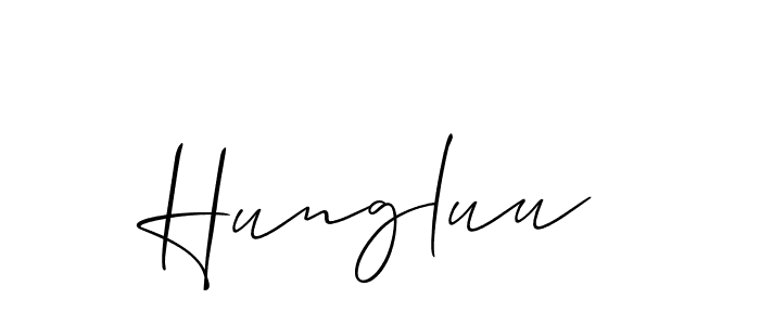 Allison_Script is a professional signature style that is perfect for those who want to add a touch of class to their signature. It is also a great choice for those who want to make their signature more unique. Get Hungluu name to fancy signature for free. Hungluu signature style 2 images and pictures png