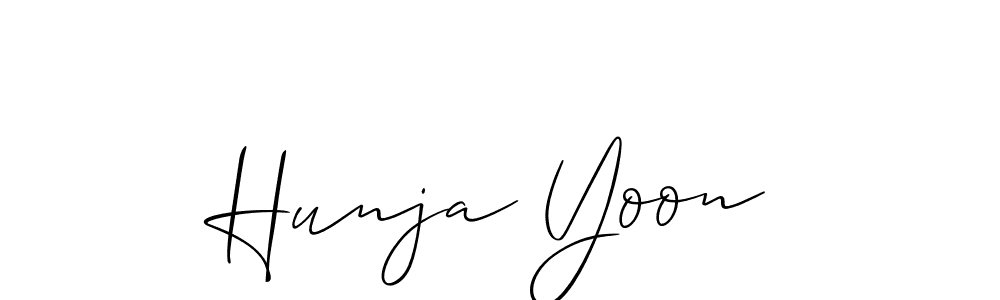 Design your own signature with our free online signature maker. With this signature software, you can create a handwritten (Allison_Script) signature for name Hunja Yoon. Hunja Yoon signature style 2 images and pictures png