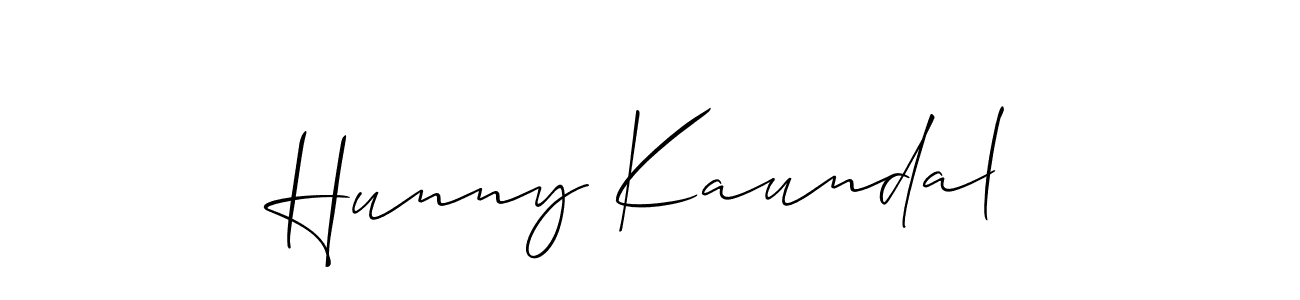 Make a beautiful signature design for name Hunny Kaundal. With this signature (Allison_Script) style, you can create a handwritten signature for free. Hunny Kaundal signature style 2 images and pictures png