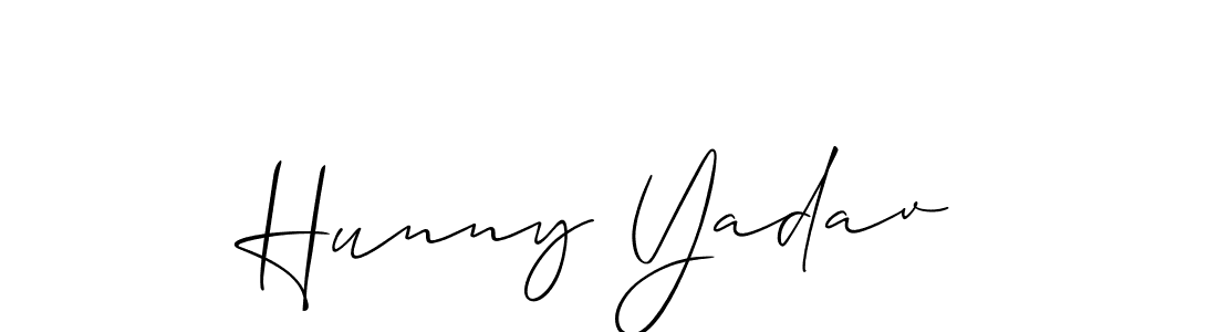 Allison_Script is a professional signature style that is perfect for those who want to add a touch of class to their signature. It is also a great choice for those who want to make their signature more unique. Get Hunny Yadav name to fancy signature for free. Hunny Yadav signature style 2 images and pictures png