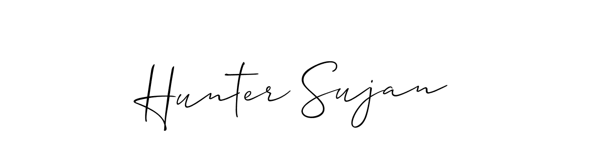 The best way (Allison_Script) to make a short signature is to pick only two or three words in your name. The name Hunter Sujan include a total of six letters. For converting this name. Hunter Sujan signature style 2 images and pictures png