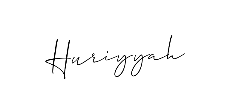 Design your own signature with our free online signature maker. With this signature software, you can create a handwritten (Allison_Script) signature for name Huriyyah. Huriyyah signature style 2 images and pictures png