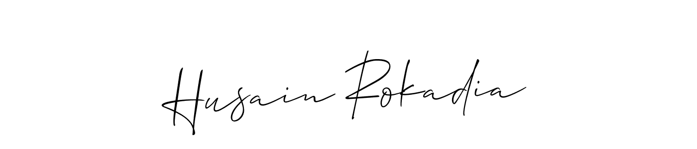 The best way (Allison_Script) to make a short signature is to pick only two or three words in your name. The name Husain Rokadia include a total of six letters. For converting this name. Husain Rokadia signature style 2 images and pictures png