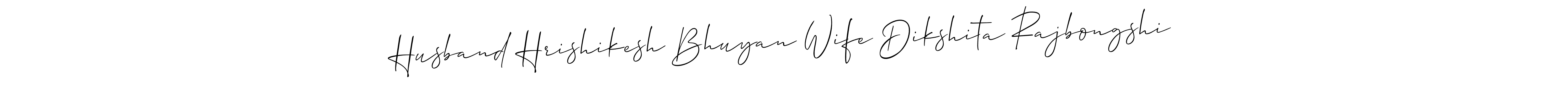 Use a signature maker to create a handwritten signature online. With this signature software, you can design (Allison_Script) your own signature for name Husband Hrishikesh Bhuyan Wife Dikshita Rajbongshi. Husband Hrishikesh Bhuyan Wife Dikshita Rajbongshi signature style 2 images and pictures png