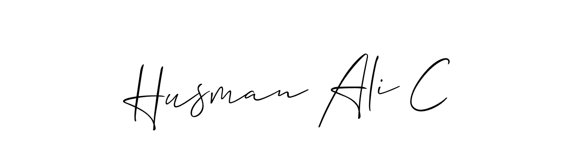 The best way (Allison_Script) to make a short signature is to pick only two or three words in your name. The name Husman Ali C include a total of six letters. For converting this name. Husman Ali C signature style 2 images and pictures png